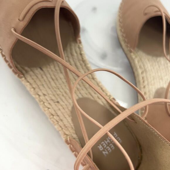 Eileen Fisher Women's Espadrille Shoe Size 10 Elastic Lace Ankle Strap Flat Tan - Picture 11 of 14